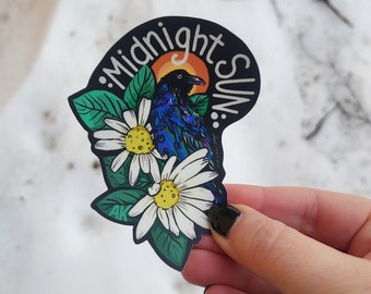 Midnight Sun-Flowers-Raven-Alaska-Vinyl Sticker