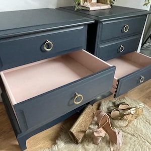 SOLD………Pair Of Stag Minstrel Bedside Drawers