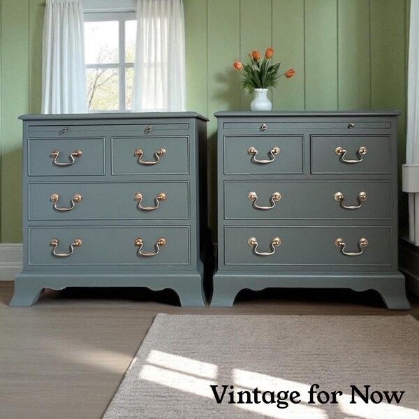 SOLD Please do not purchase. Example only for requests. Pair of Large Green Bedside Drawers