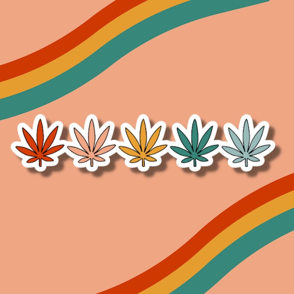 Colorful Cannabis Leaf Sticker | Water Proof Weed Leaf Sticker