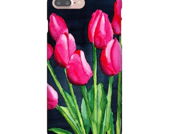 iPhone 7Plus Case, Pink Tulips