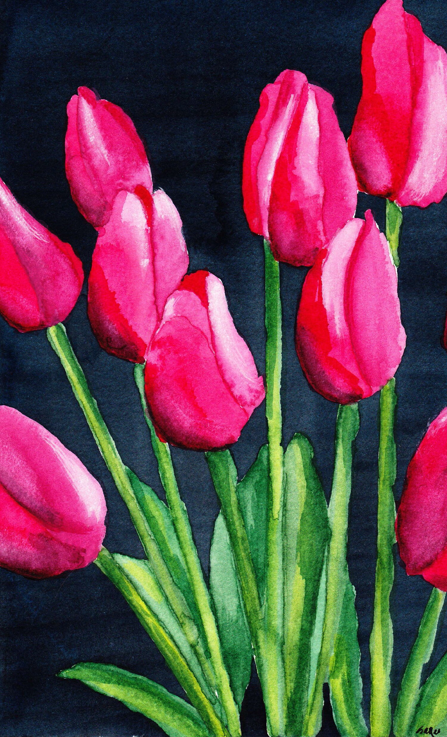 Pink Tulips Watercolor Painting, Wall Art, PRINTABLE ART Etsy New Zealand