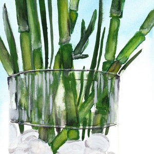 Bambus in Vase Aquarell Gemälde, Wandbilder, druckbare Kunst