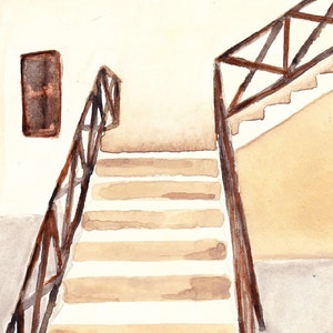 Stairway in Mexico Watercolor Painting, Wall Art, PRINTABLE ART