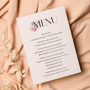 BrautParty Menü, Boho Menü, Hochzeit Menü, Braut Brunch Menü, Hens Party Menü, Feminines Party Menü, Boho Style Getränke Menü, Tischeinstellung