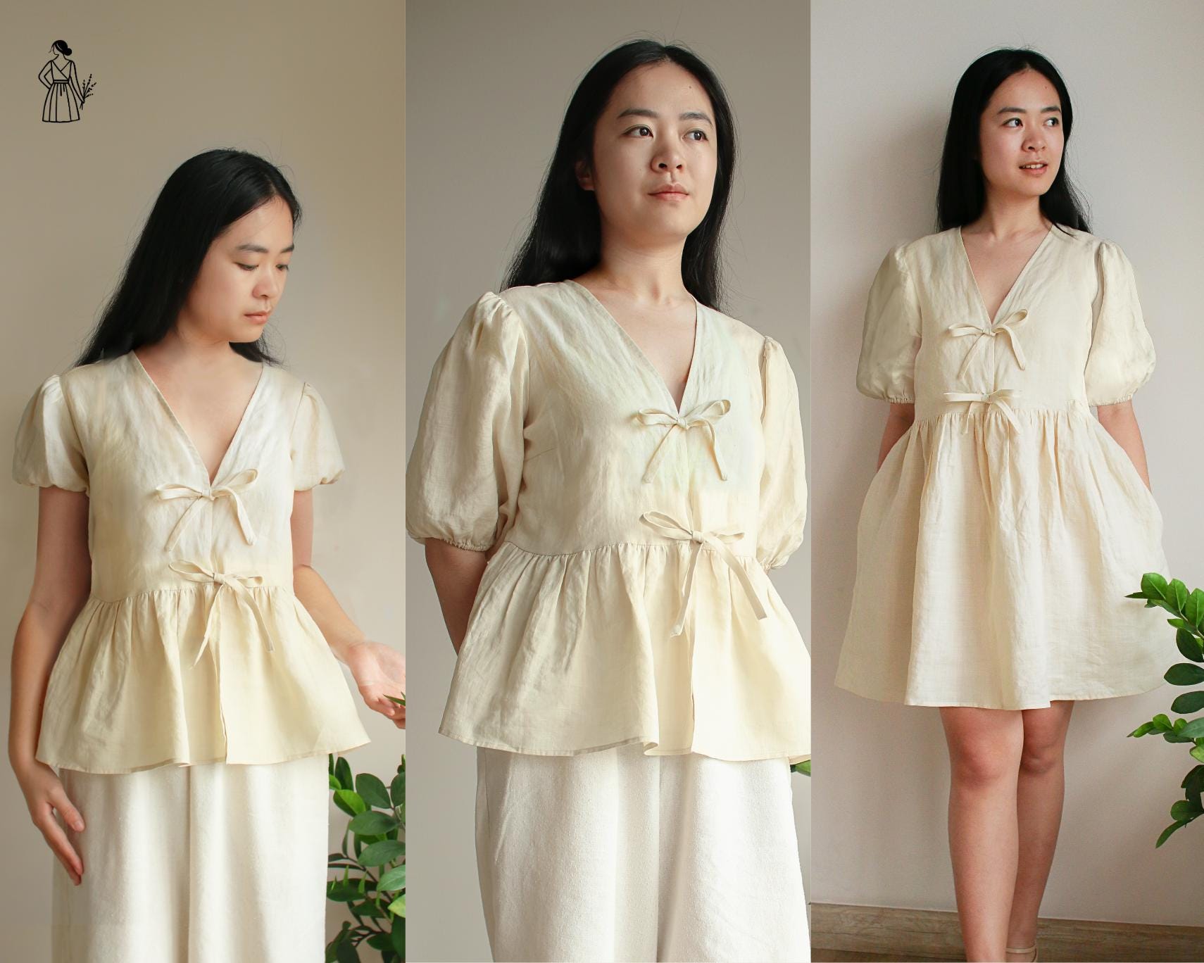 Willowfield - Linen Puff Sleeve Babydoll Dress main image 0