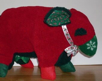 Fleece Navidad: red and green Christmas sheep plush