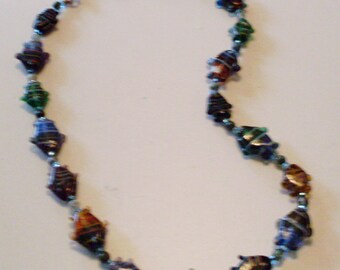 Plenty of Fish in the Sea necklace: multicolored lampwork glass fish beads