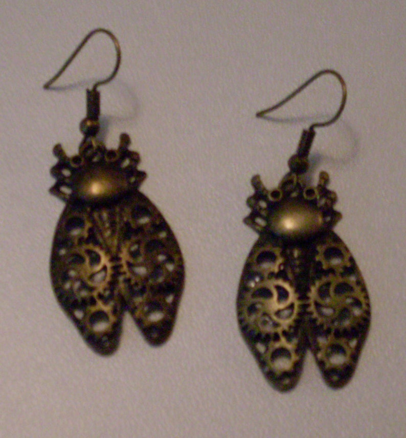 Steampunk earrings unique made of all metal gears