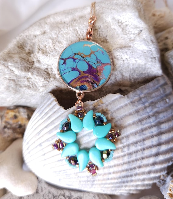 Fluid Art Beaded Necklace UK