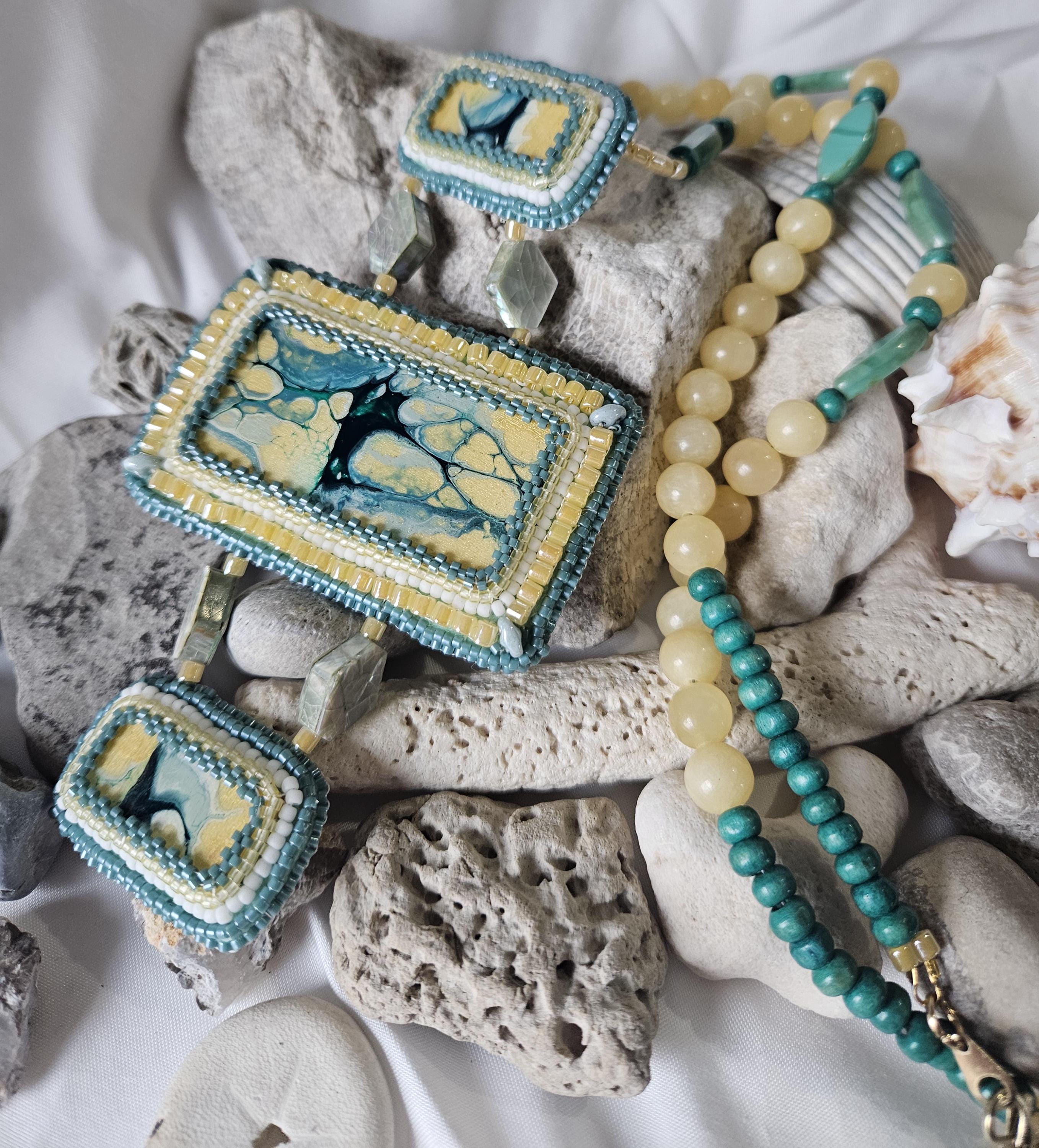 Handpainted and beaded necklace