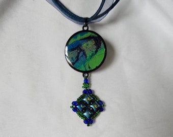 Fluid Art & Beaded Necklace