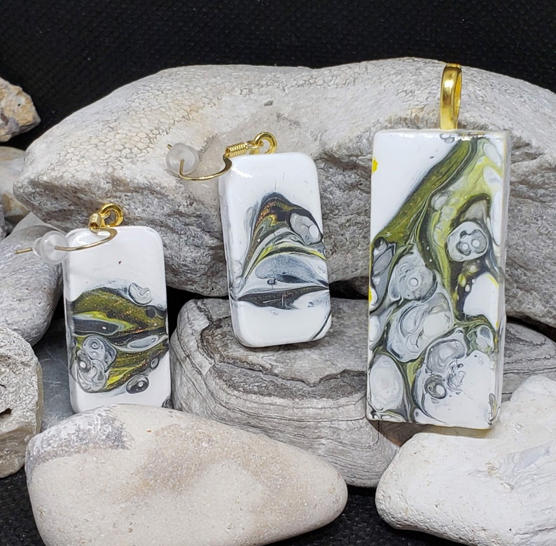 Fluid Art Jewelry Set Etsy
