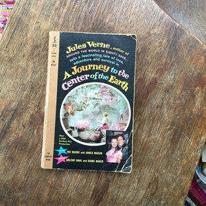Vintage A Journey the the Center of The Earth, Jules Verne,  Movie Tie-In, January 1960, Permabook, Collectible, shelf staging, real estate