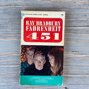 Vintage 1966 Paperback Fahrenheit 451 by Ray Bradbury, Movie Tie-In, Science Fiction, Speculative, Horror, Retro