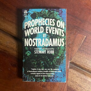 Vintage 1961 Paperbacks, Prophecy on World Events by Nostradamus, New Age, Occult, Predictions, Translated by Stewart Robb, Retro