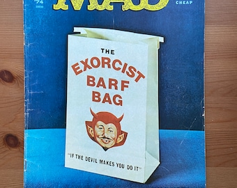 Vintage Mad Magazine, October 1974, No. 170, The Exorcist Barf Bag, Humor, Retro, Illustrated