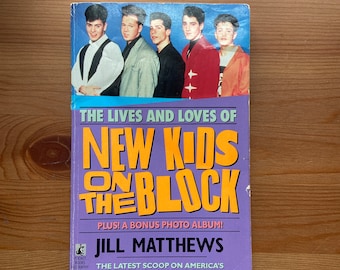 Vintage 1990 Paperback, The Lives and Loves of New Kids on the Block, NKOTB, Jill Matthews, Retro, Black and White Photos