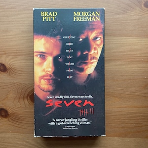 Vintage 1996 VHS Tape, Seven, New Line Home Video, Horror, Brad Pitt, Morgan Freeman, Retro,