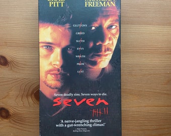 Vintage 1996 VHS Tape, Seven, New Line Home Video, Horror, Brad Pitt, Morgan Freeman, Retro,