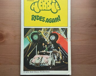 Vintage 1974 Paperback, Walt Disney Studios Herby Rides Again, Movie Novelization, Black and White Photos, YA, Young Adult, Collectible