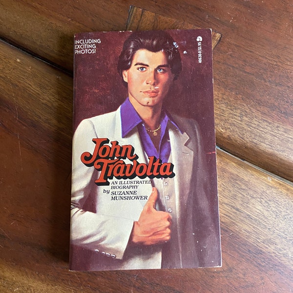 Vintage 1978 Paperback John Travolta An Illustrated Biography by Suzanne Munshower, Black and White Photos, Pop Culture, 70s, TV, Movies,