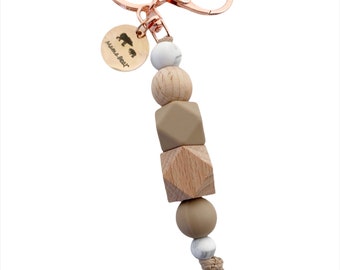 Mama Bär Schlüsselanhänger / Geschenk für Sie / Schlüsselanhänger / Rose Gold Mama Bär Schlüsselanhänger / Geschenk für Mama / Silikonperlen Schlüsselanhänger