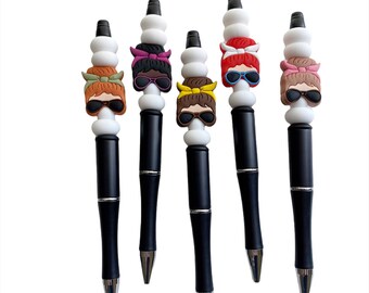 Silicone Beaded Pen / “Mom Life” Pen / Black ink pen / Gift for her / Pen /