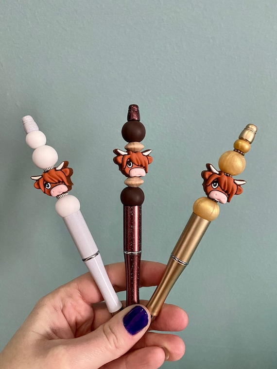 Highland Cow Pen / Scottish Highland Cow Pen / Silicone Beaded Pen / Hairy Coo Pen / Highland Cow Gift