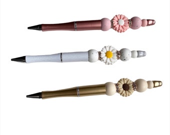 Flower Pen / Silicone Beaded Pen / Ball point pen / Gift for her / Pen set