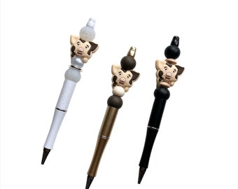 KuneKune Pig Pen / Kune Kune Pig Pen / Pig Pen / Silicone Beaded Pen / Refillable Pen