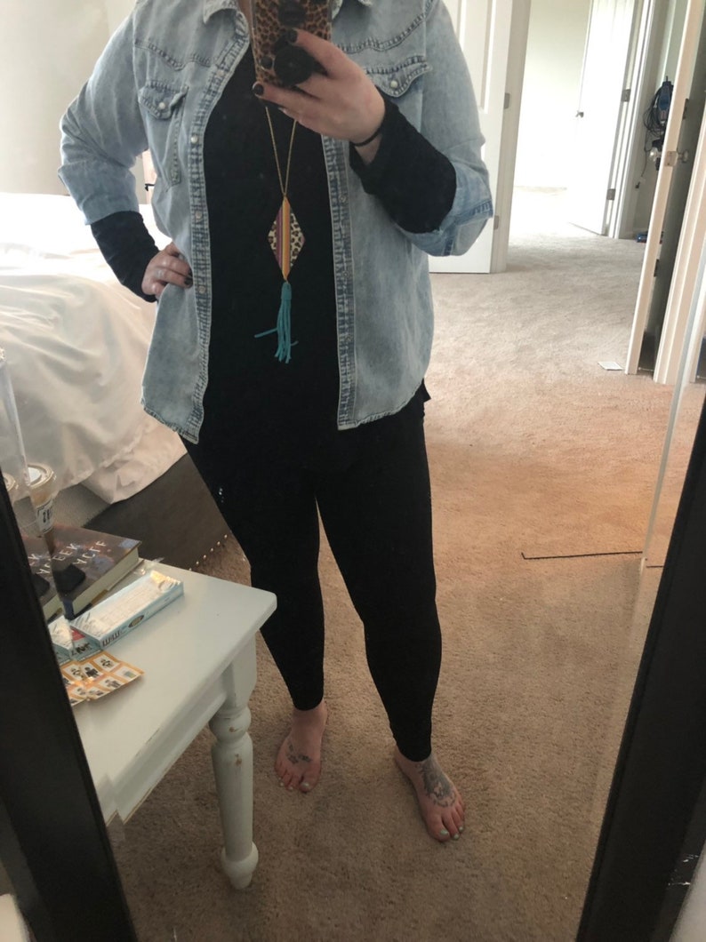 Serape and leopard print faux leather with fringe detail The Rondee