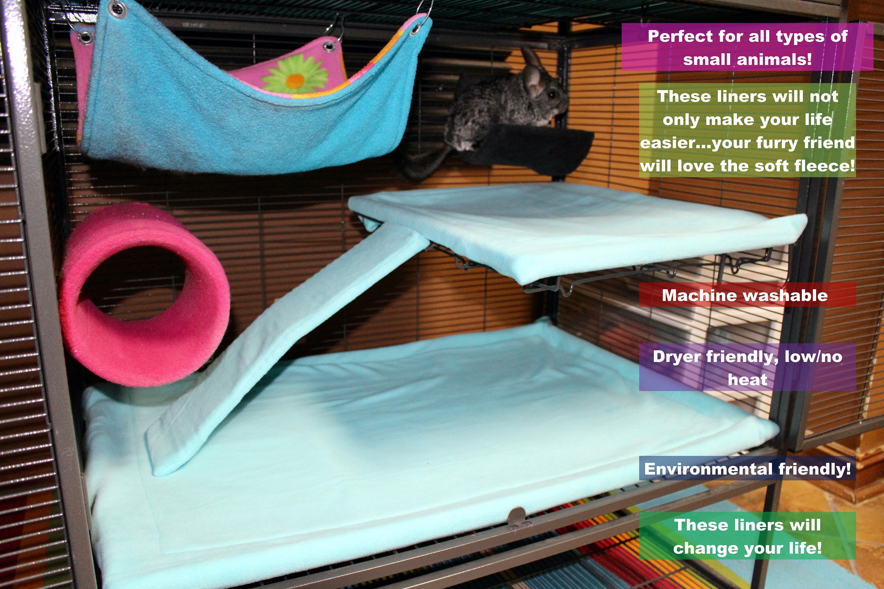 Critter Nation/ferret Nation Fleece Cage Liner With Absorbent Etsy