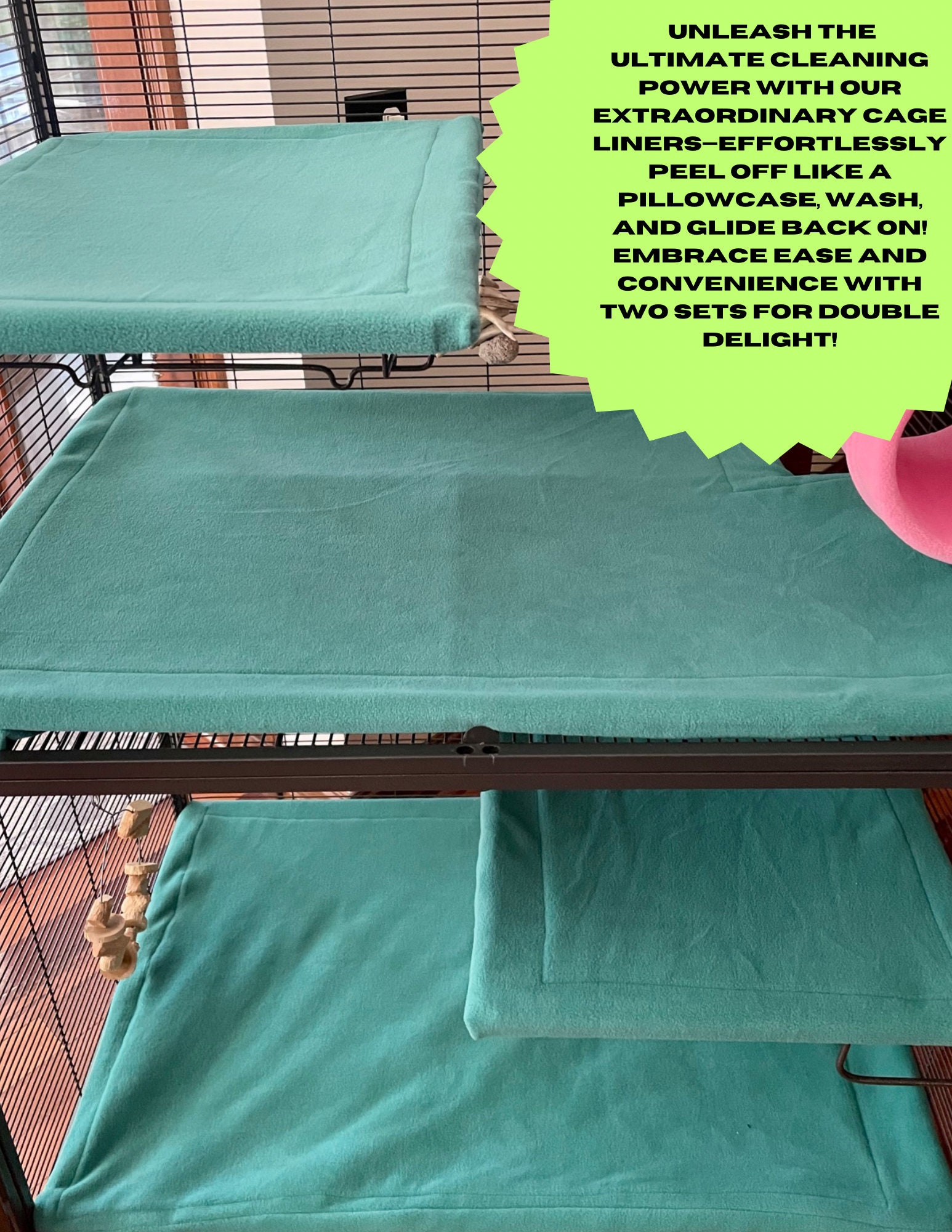 Fleece Tray Liners For Small Animal Cages - Soft & Leak Proof Rectangle Liners
