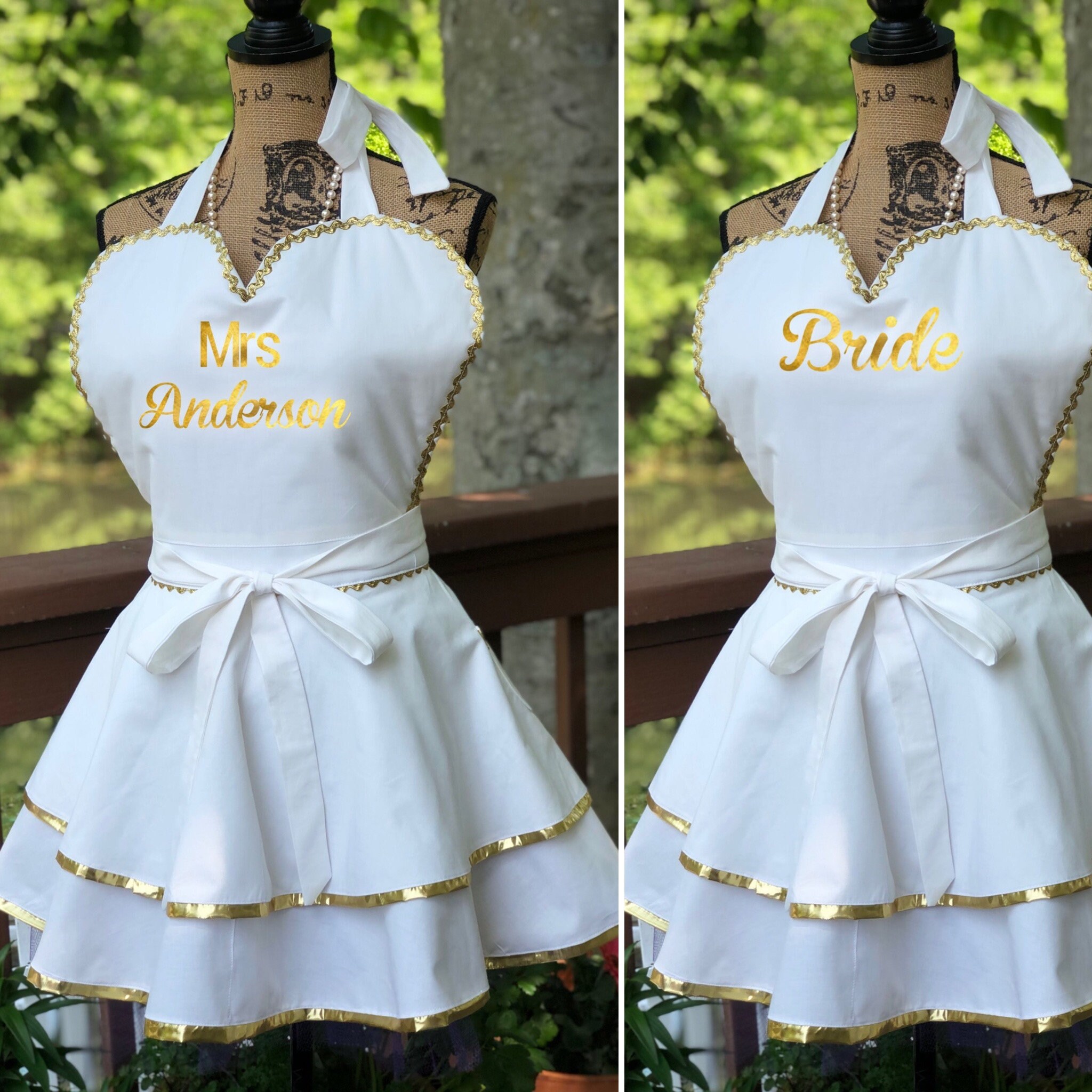 Bridal Shower Apron / sparkle vinyl lettering/ custom order Etsy