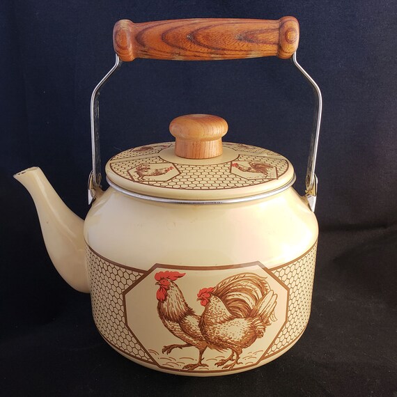 Vintage Gailstyn Sutton Chanticleer Rooster Tea Kettle Enamel Etsy