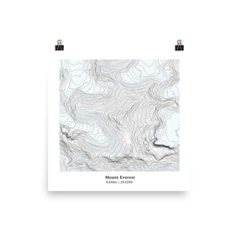 Himalayas in Nepal Mount Everest Topographic Map Features all the Glaciers and Waterways