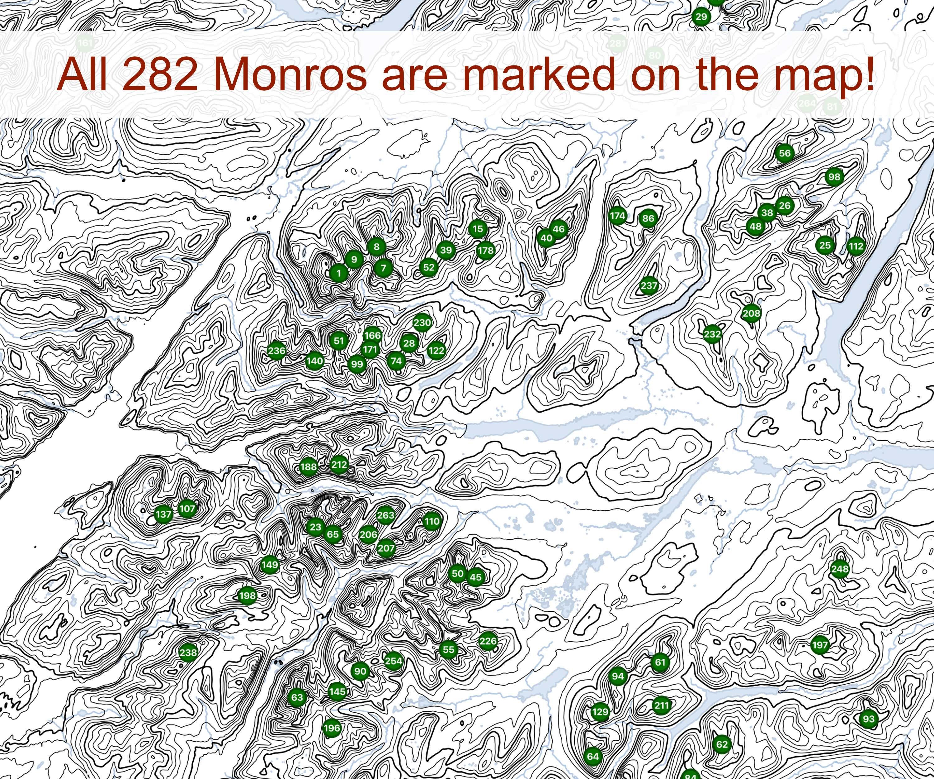 Munro Map Scottish Munros Topographic Poster Mountaineering Etsy UK