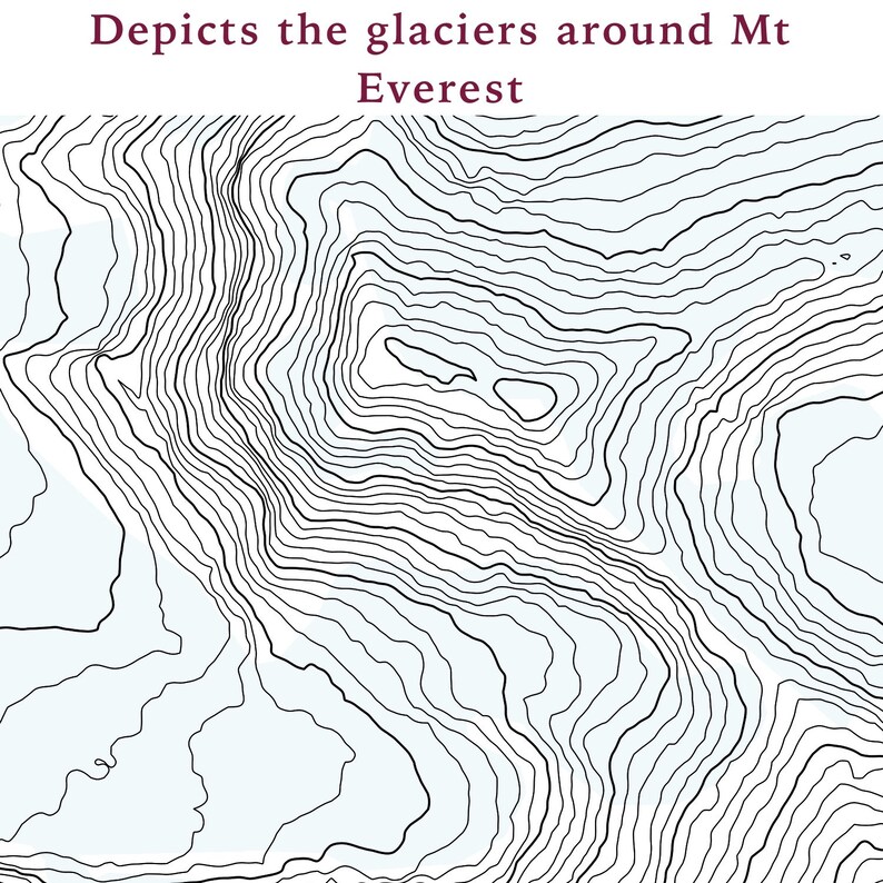 Himalayas in Nepal Mount Everest Topographic Map Features all the Glaciers and Waterways