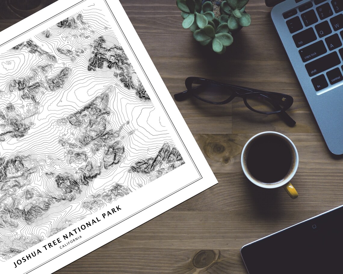 Joshua Tree National Park Topographic Map Poster | Etsy