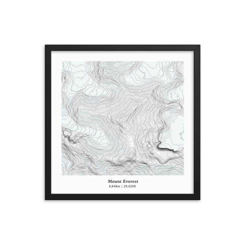 Himalayas in Nepal Mount Everest Topographic Map Features all the Glaciers and Waterways