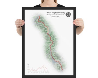 West Highland Way Hill Walking Map, Scotland Mountaineering and Walking Poster