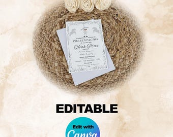 Bearbeitbare Charrito Präsentationseinladung, Silber (Digitale Karte)