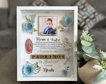 Godparent Proposal Shadow Box, Baptism Keepsake with Photo