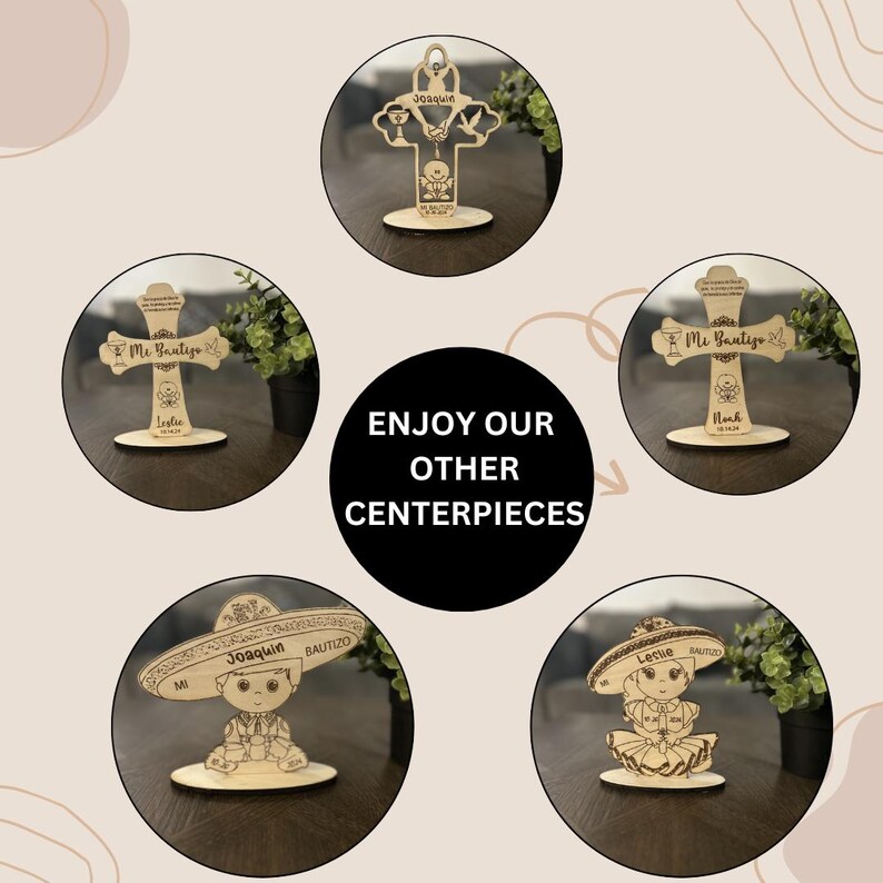 Personalized Wooden Cross Baptism Centerpiece, Custom Rustic Decor for