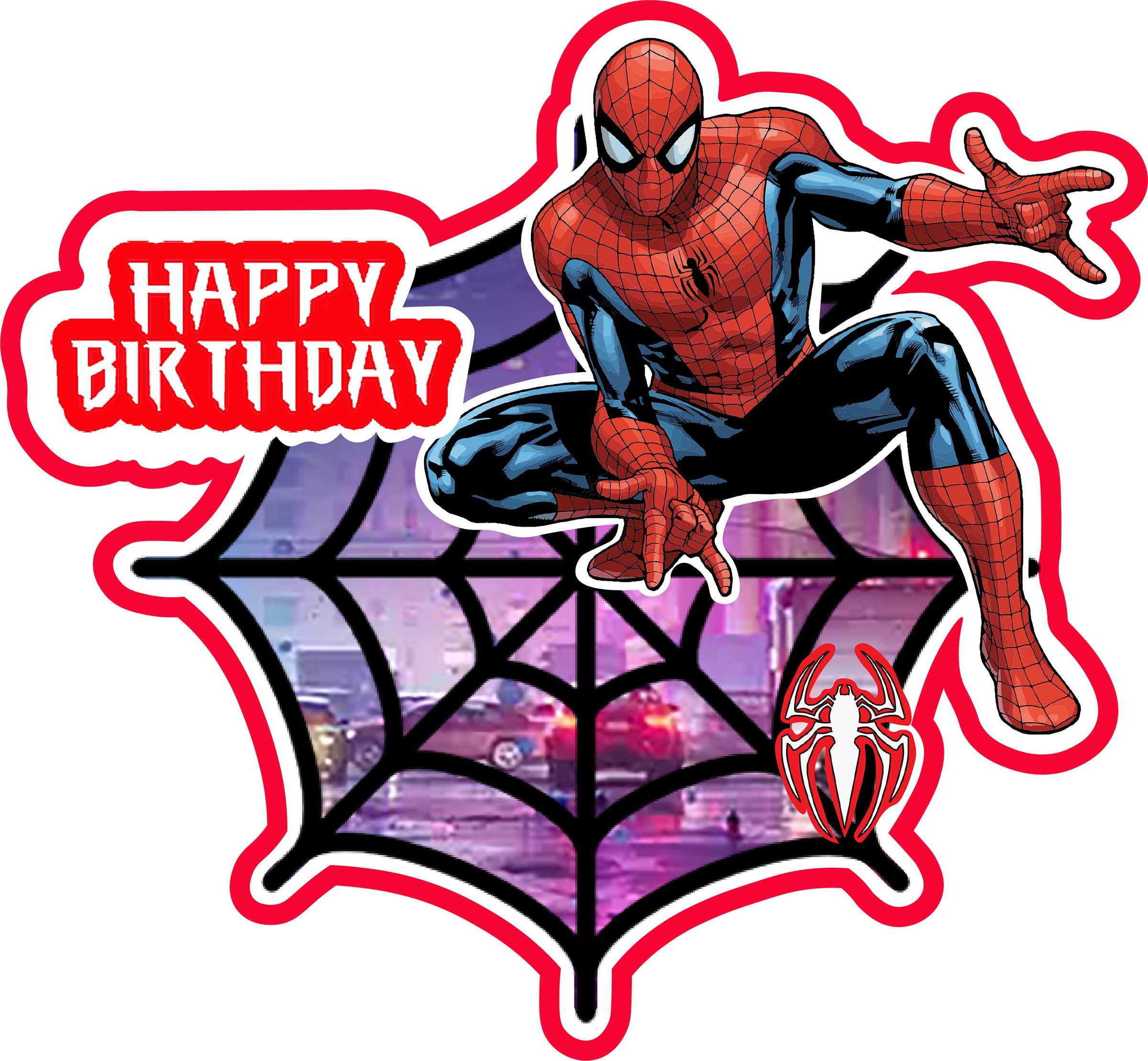 Spiderman Theme Kids Happy Birthday Cutout - Spiderman