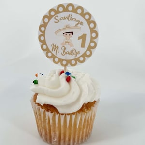 CUPCAKE topper CHARRITO, decoration for Charrito Christening, Gold Charrito, Gold and Silver, baby charro decoration, charro party