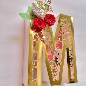 Alfabeto 3D com LETRAS abertas A-Z 0-9 SVG e Pdf. Arquivos com uso de máquinas de corte ou impressão e corte Dia das Mães Download instantâneo