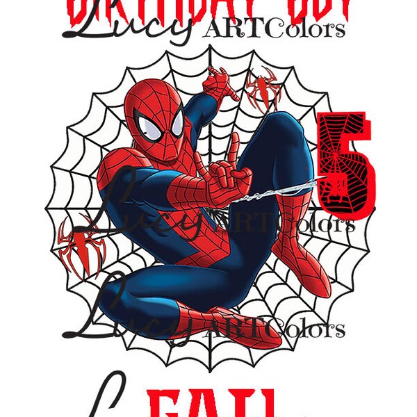 SPIDERMAN, Festa di compleanno per ragazzi, T-shirt, PNG per bambini, Marvel stampabile digitale, Spider - man, download, Canottiera di buon compleanno