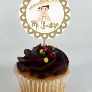 CUPCAKE topper CHARRITO Instant Download, decoration for Charrito Christening, Gold Charrito, Gold Charrita, Cupcake topper Baptism